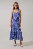 Hagny Pleated Midi Dress Kian Floral- Blue