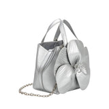 Monroe Silver Flower Recycled Vegan Top Handle Bag