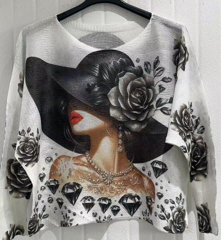 Diamond Lady Knit Printed Sweater