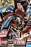 Western Blue Rodeo Horse Stamp Print  Scarf: Multi-Colored