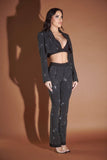 The Boss Rhinestone Pinstripe Cropped Blazer