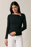 Asymmetric Notch Neck With Gold Ring Top