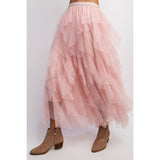 Cascading Tulle Mesh Layered Midi Skirt