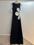 Rosina Long Dress with Contrast Floral Cutout