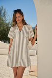 Kamara Striped Ivina Collared Mini Dress- Marshmallow