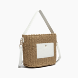 Sunset Straw Bucket Mini Tote Bag: Brown