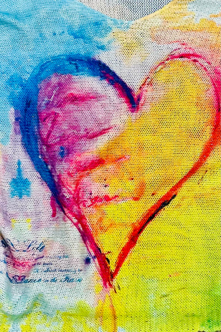Multicolor Heart Italian Lurex Printed Sweater