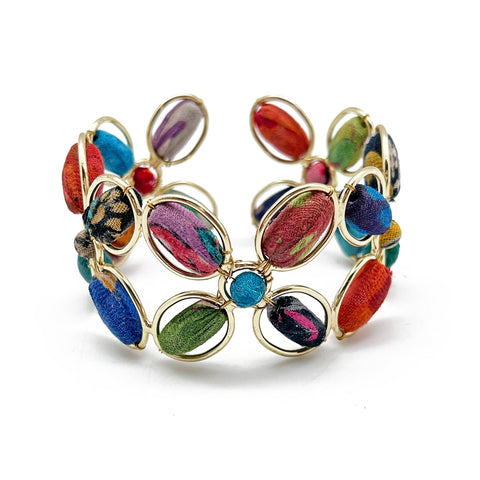 Small Aasha Bracelet - Oval Bead Flower Cuff