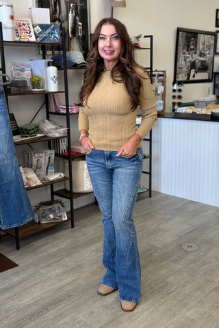 The Q2 Fitted Ribbed Sweater with Silver Thread Detail