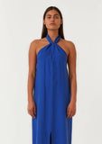 FINAL SALE Open Back Twist Halter Maxi Dress - Cobalt