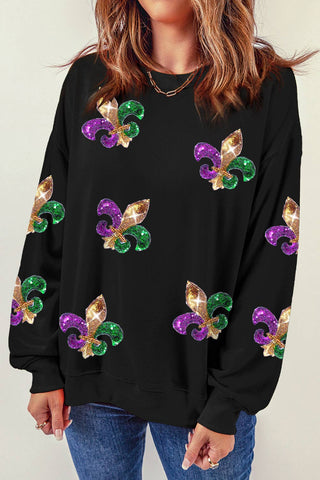 Sequin Mardi Gras Graphic Sweatshirt