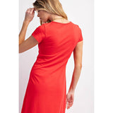 Basic Brittany T-Shirt Midi Dress - Red