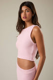 Sleeveless Round Neck Ribbed Crop Sweater Top- Light Pink