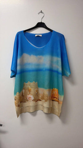 Seashell Beach Italian Print Sweater