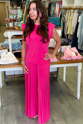 Italian Top and Pleated Wide Leg Pants Set