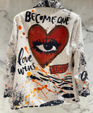 Italian Love Print Blazer- White