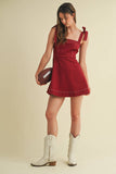 Game Day Strap Tie Flowy Mini Dress