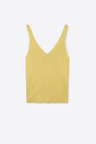 The Q2 Glitter Ribbed Knit V-Neck Tank Top- Yellow
