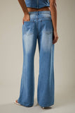 Hight Waist Wide Leg Crossover Jeans- Denim