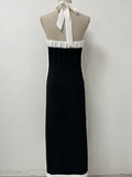 Italian Contrast Stripe Halter Maxi Dress