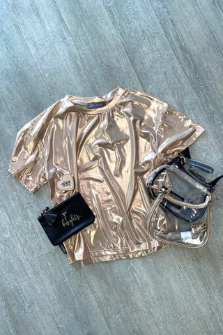 Metallic Slinky Shimmer Game Day T-Shirt Top
