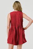 Emmy Pleated Tie Front Gameday Overall Romper