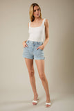 Sunday Stretchy Mid Rise Denim Shorts