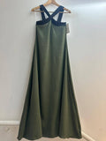 Italian Two-tone Contrast Halter Neck Maxi Dress