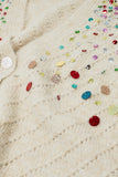 The Q2 Knit V-Neck Cardigan with Sequins
