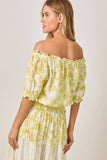 Mystree Double Gauze Printed On and Off Shoulder Top