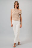Wide Neck Pleated Knit Top