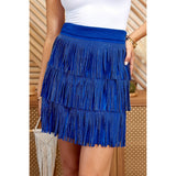 Rhinestone Suede Fringe Skirt