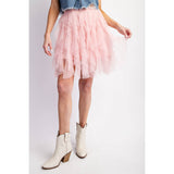 Cascading Tulle Mesh Layered Mini Skirt