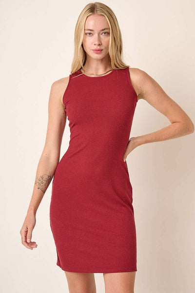Rib Knit Tank Dress - Wine