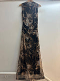 Mesh Fall Floral Printed High Neck Printed Maxi Dress