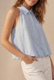 The Q2 Embroidered Polka Dot Blouse- Blue