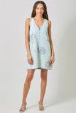 Mystree Floral Printed Denim Shift Dress - Rose Haze