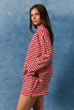 Waldo Long Sleeve Round Neck Striped Top