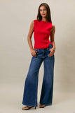 Bennie Button Sleeveless Knit Top