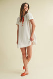 Cotton Gauze Ribbon Tie Mini Dress
