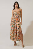 Heida Floral Bristol Ruched Maxi Dress- Orange