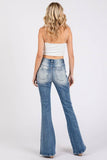 Jackie High Rise Detailed Stretch Flare Jeans - Blue
