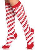 Krystal Candy Cane Knee Socks: Red/White / One Size