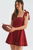 Game Day Strap Tie Flowy Mini Dress