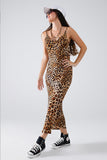 Q2 Leopard Print Midi Slip Dress