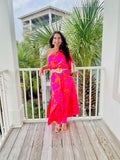Lava Flow Meara Satin Maxi Dress - Pink-Orange