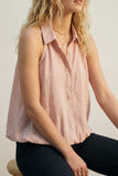 The Q2 Swiss Dot Sheer Sleeveless Blouse- Pink