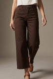 The Q2 Cropped Wide Leg Jeans- Brown