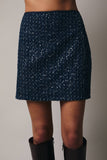 Denim & Sequin Mini Skirt- Denim