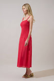 Railey Smocked Drop Waist Midi Dress- Red